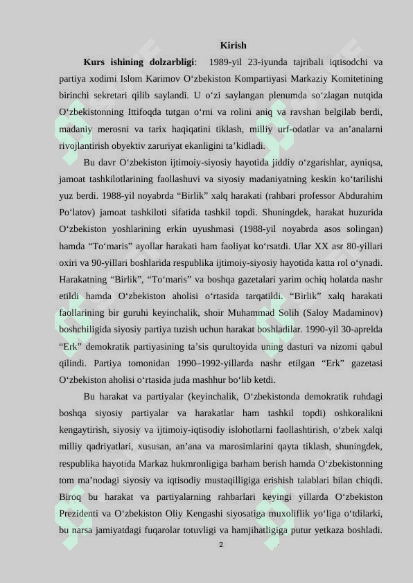O'ZBEKISTON MUSTAQILLIK OSTONASIDA RESPUBLIKADAGI TARIXIY SHART SHAROITLAR 2