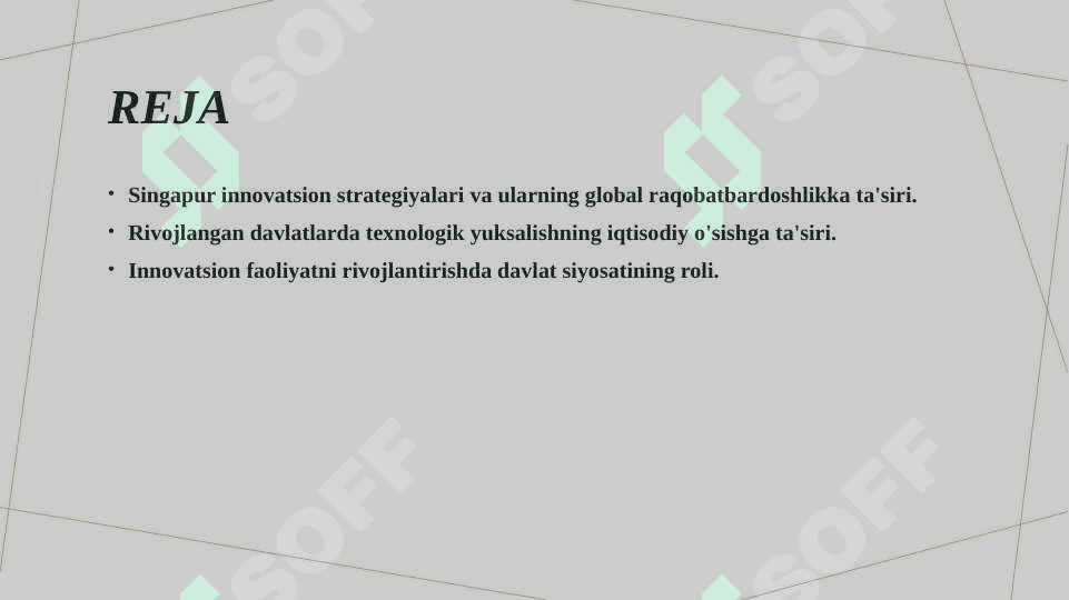"Rivojlangan davlatlarning innovatsion faoliyati" Singapur misolida 2