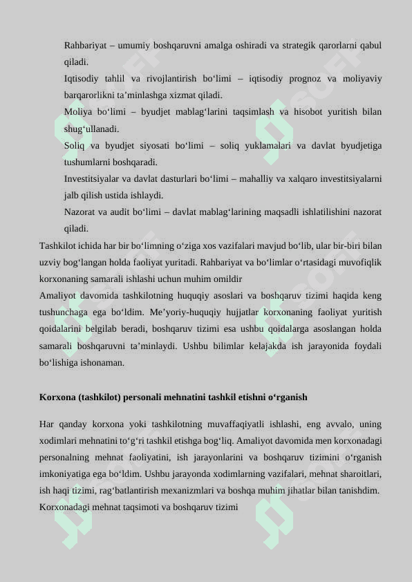 Iqtisodiyot va Moliya bo‘limi   MALAKAVIY AMALIYOT (BITIRUV OLDI)   KUNDALIK HISOBOT 8