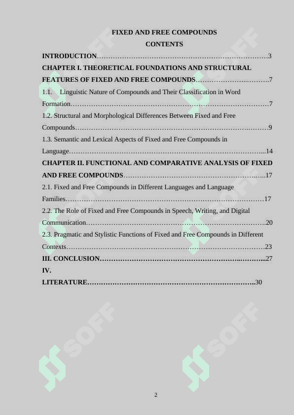 FIXED AND FREE COMPOUNDS 2