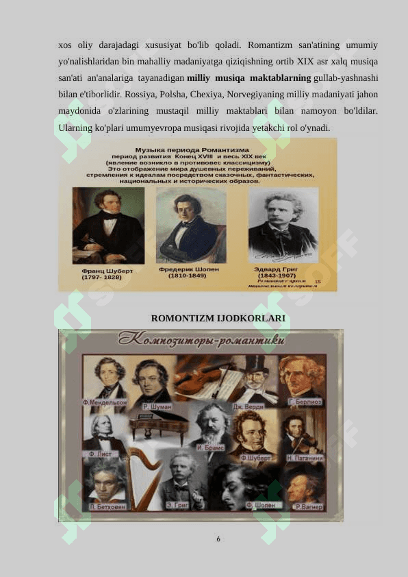 MUSIQADA ROMATIZM OQIMIDA D.ROSSINI, V.VAGNER, K.M. VEBER IJODLARI 6