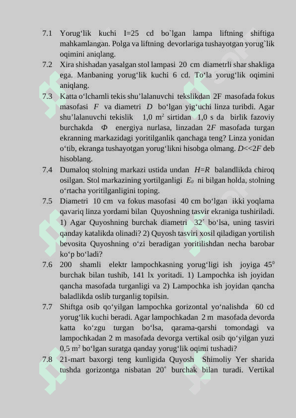 Fotometrik kattaliklar mustaqil ish 4