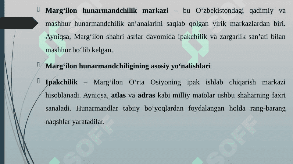 MARGʻILON HUNARMANDCHILIK MARKAZI 3
