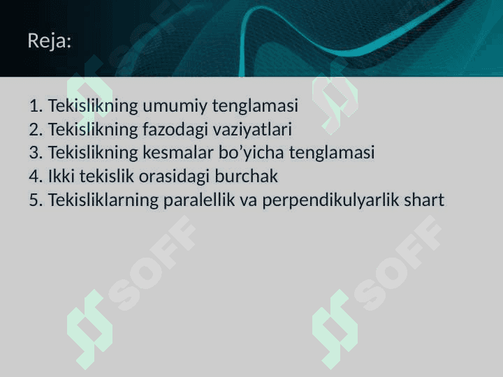 Fazoda tekislik tenglamalari 2