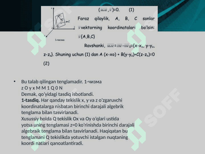 Fazoda tekislik tenglamalari 5