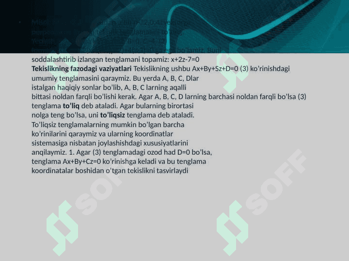 Fazoda tekislik tenglamalari 8