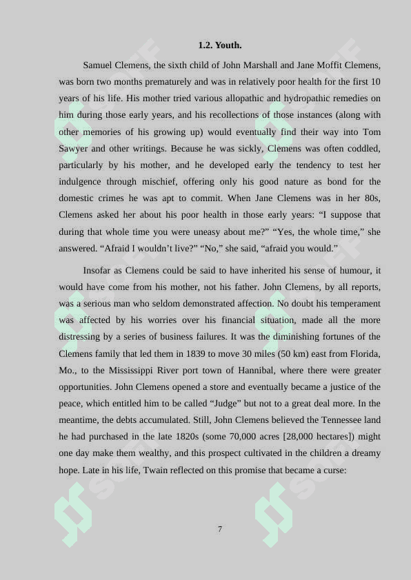 Topic: Mark Twain – a founder of a humorous story genre in American literature. 7