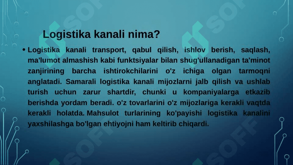 Logistika kanallarini optimallashtirish. 3