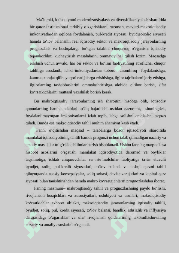 IQTISODIY O'SISHNI PROGNOZLASH kurs ishi 7