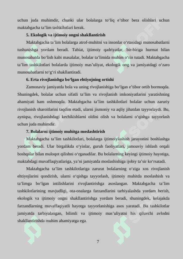 Davlatga qarashli bo‘lmagan maktabgacha ta’lim tashkilotlarida rahbarning faoliyati. 7