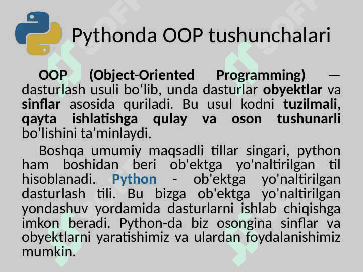Pythonda Obyekt (OOP) 3