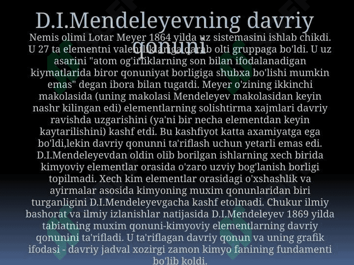 Atomlarning davriy va davriy bo'lmagan xossalari 3
