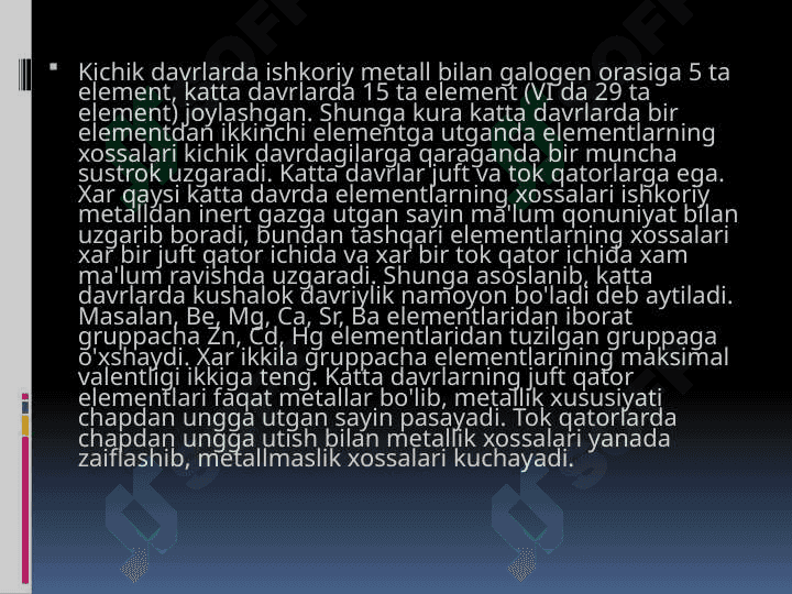 Atomlarning davriy va davriy bo'lmagan xossalari 7