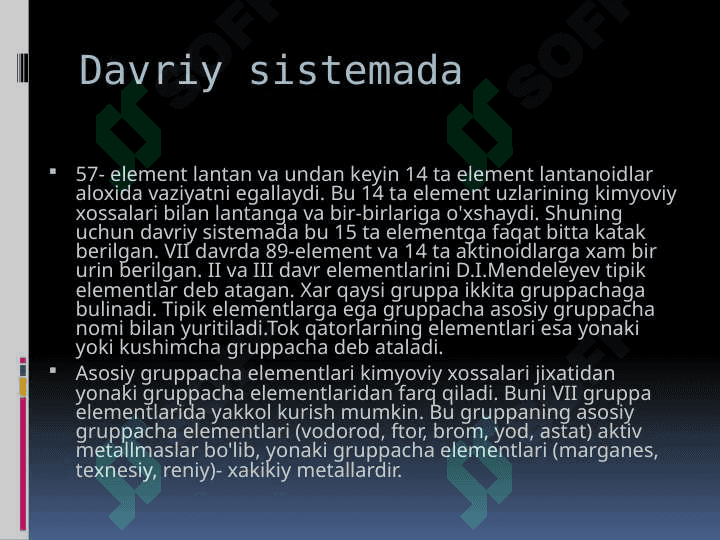 Atomlarning davriy va davriy bo'lmagan xossalari 8