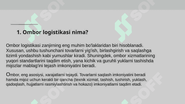 Ombor logistikasi va inventarizatsiya logistikasi 2