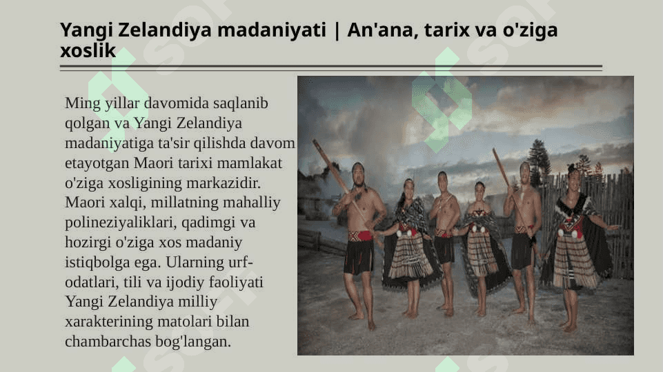 Yangi Zelandiya madaniyati | Kiwi Landning madaniy kaleydoskopi 3