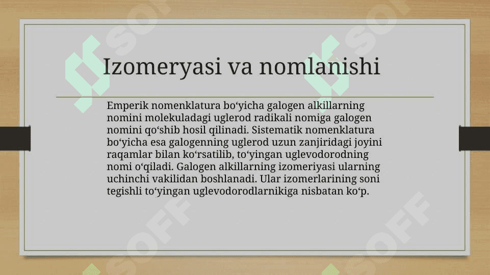 To‘yingan uglevodorodlarning bir galogenli hosilalari 3