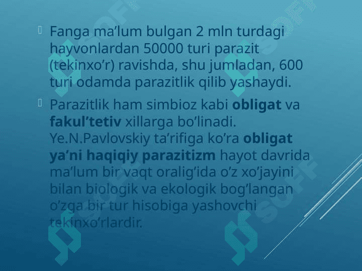 Parazitologiya asoslari, parazitlikning kelib chiqishi 3