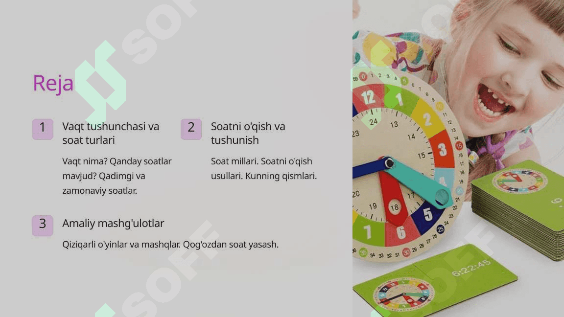 Boshlang'ich matematikada Vaqtni o'lchash va soatni o'rganish 2
