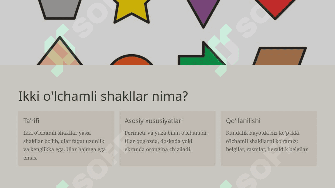 Boshlang'ich ta'limda Ikki va uch o'lchamli shakllar 3