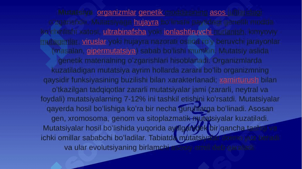 Mutatsiya. Oqsil biosintezi 3