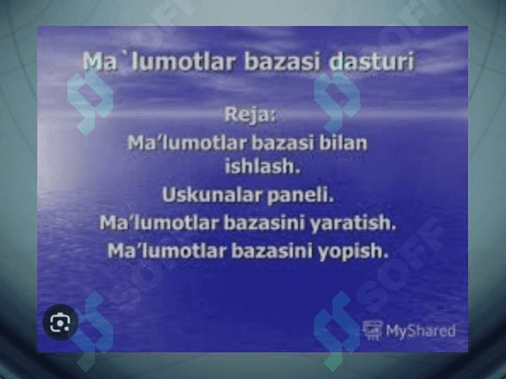 MUTAXASSISLIKKA OID MAʼLUMOTLAR BAZASINI TASHKIL QILISH 3