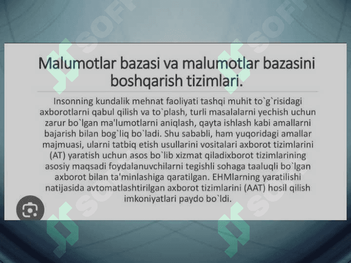MUTAXASSISLIKKA OID MAʼLUMOTLAR BAZASINI TASHKIL QILISH 4
