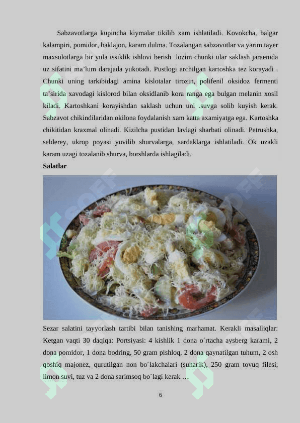 Sabzavotlardan taomlar tayyorlashni o'rganish 6