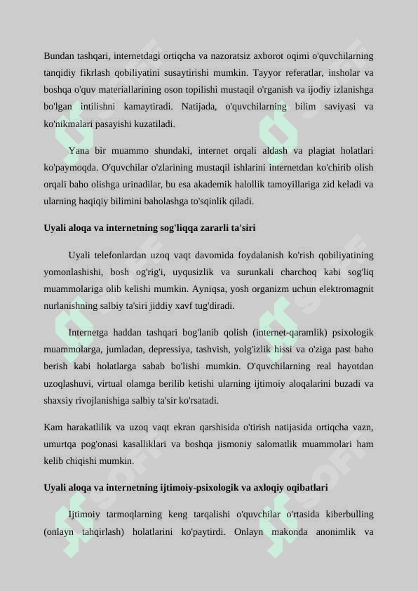 TA'LIM MUASSASASIDA UYALI ALOQA VA INTERNETNI ZARARLI OQIBATLARI 2