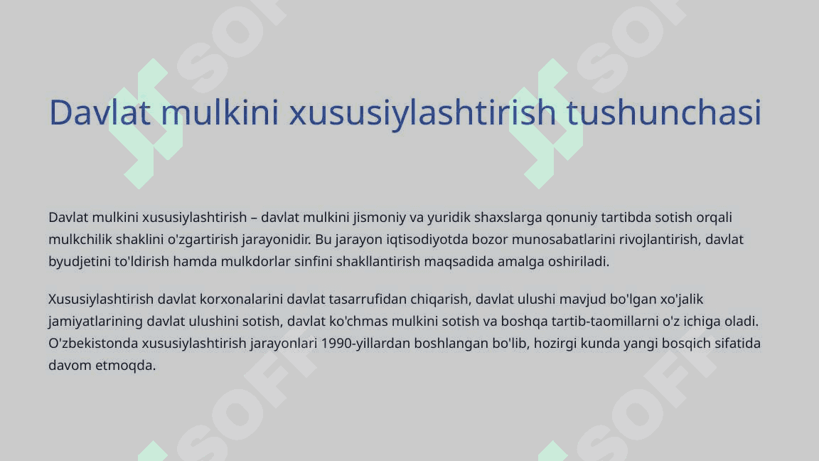Davlat mulkini xususiylashtirish va boshqarish 3