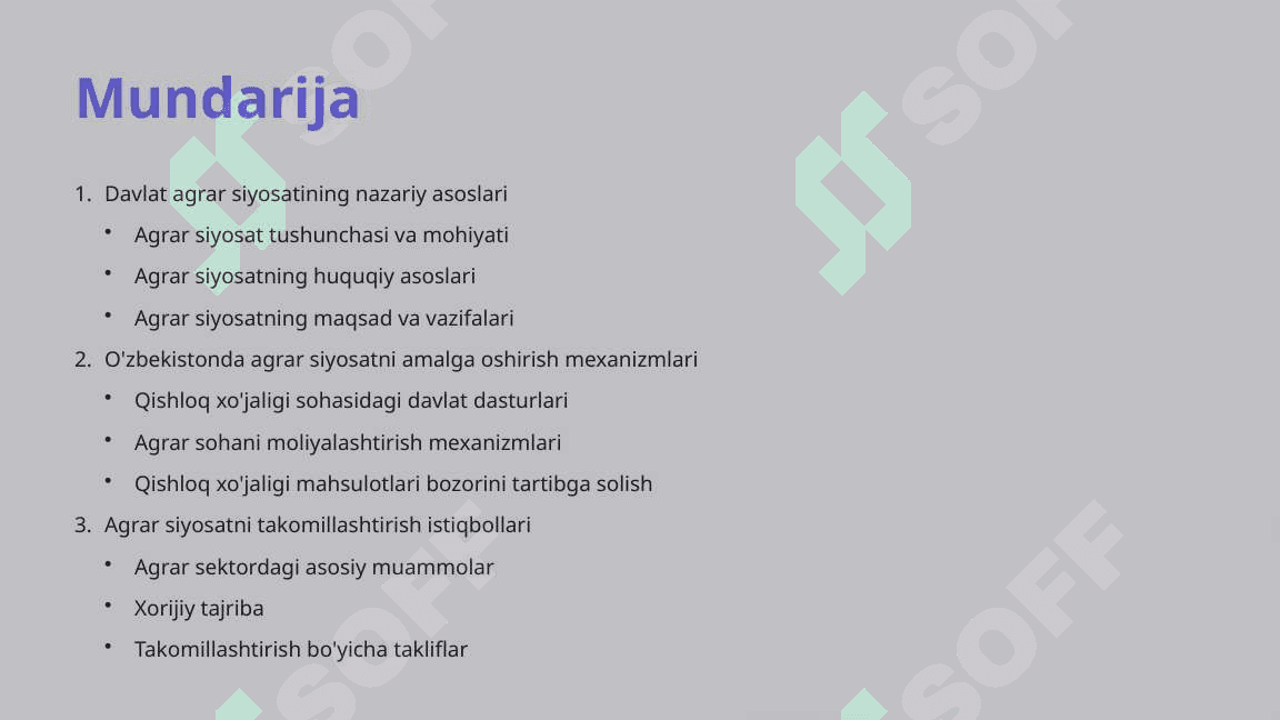 Davlatning agrar siyosati 2