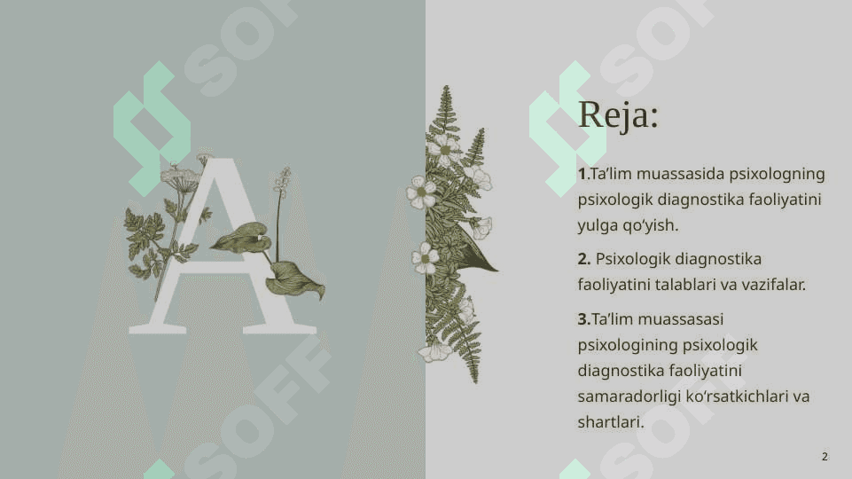 TTa’lim muassasasi psixologining psixologik diagnostika faoliyati. 2