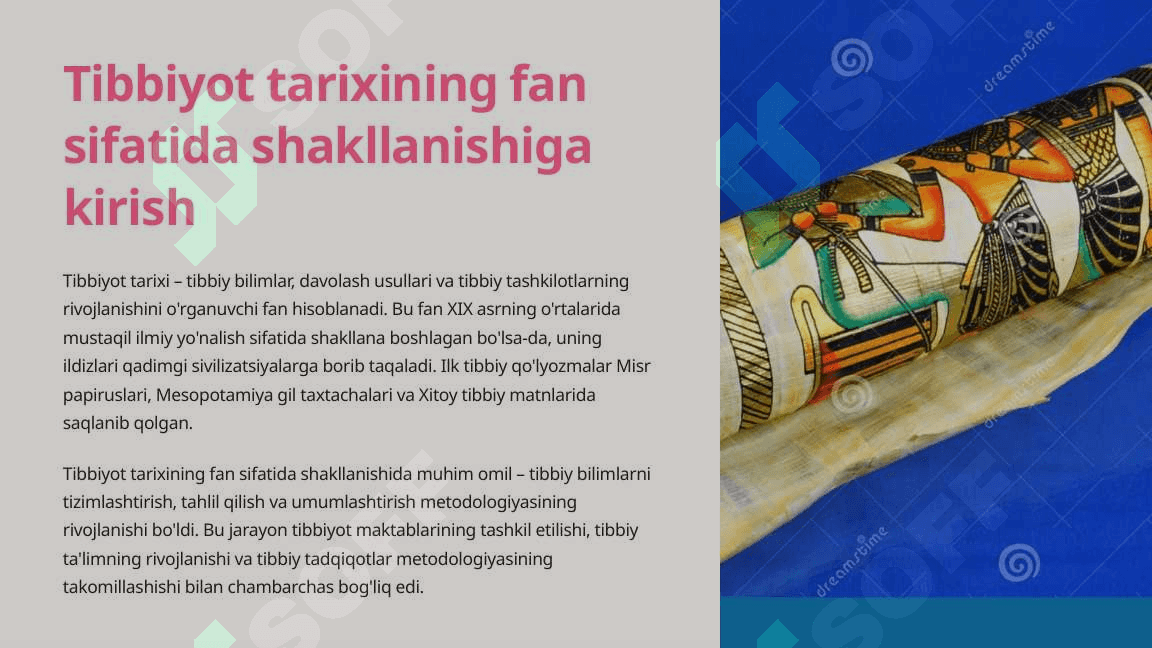 Tibbiyot tarixining fan sifatida shakllanishi 3