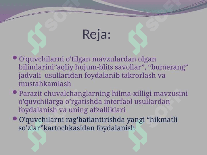 Parazit chuvalchanglarning hilma-xilligi. Darsni interfaol usullarda  tashkil etish 3