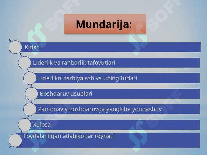 Boshqaruvda liderlik va boshqaruv uslublari 2