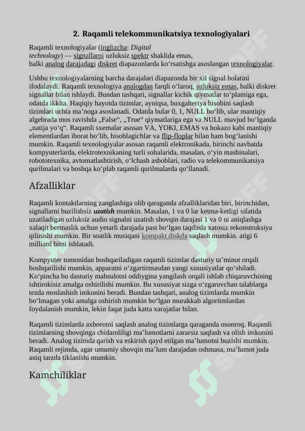 Telekommunikatsiya tarmoqlarini loyihalashtiris 7