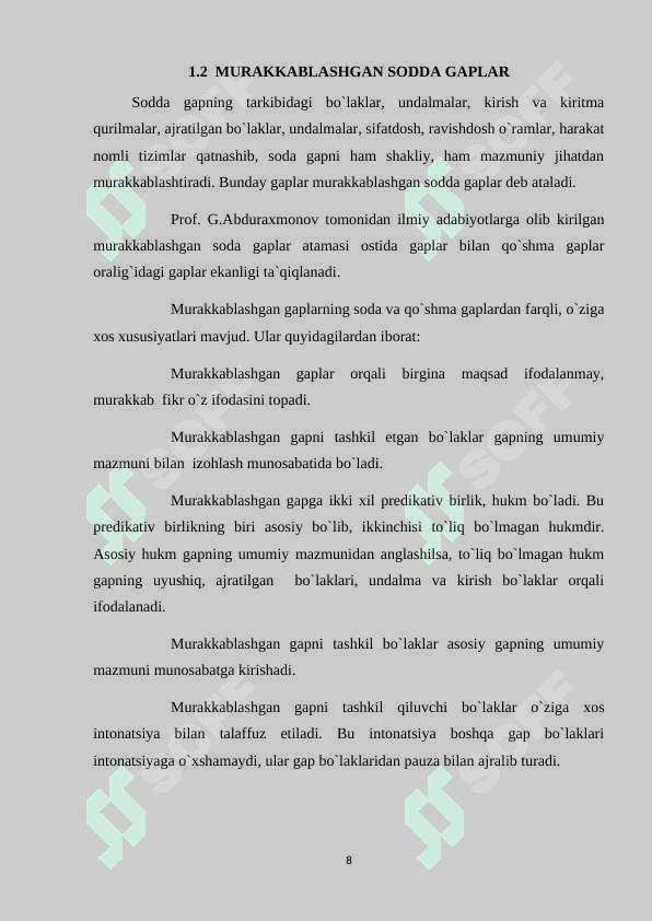 SODDA VA QO’SHMA GAPLAR NAZARYALARI TAHLILI 8