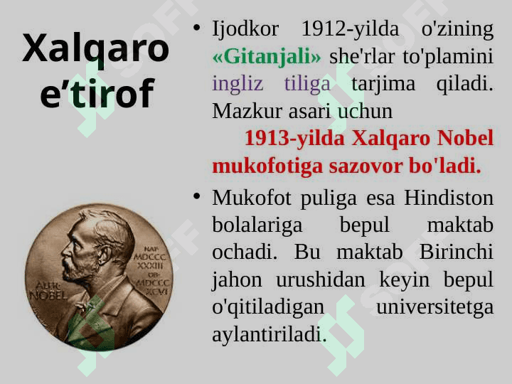 Robindranat Thokur (Tagor) hayoti va ijodi slayd 8