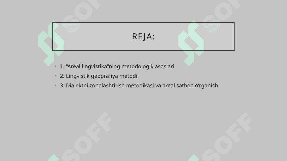 Areal lingvistikaning metodologik va metodik asoslari 2
