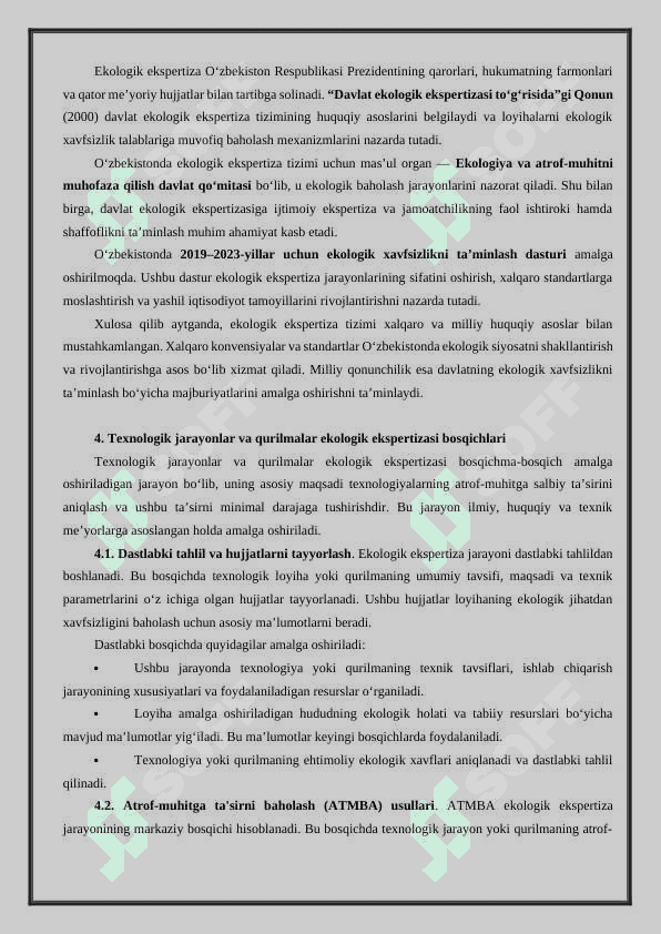 Texnologiya va texnikaning ekspertizasi 1