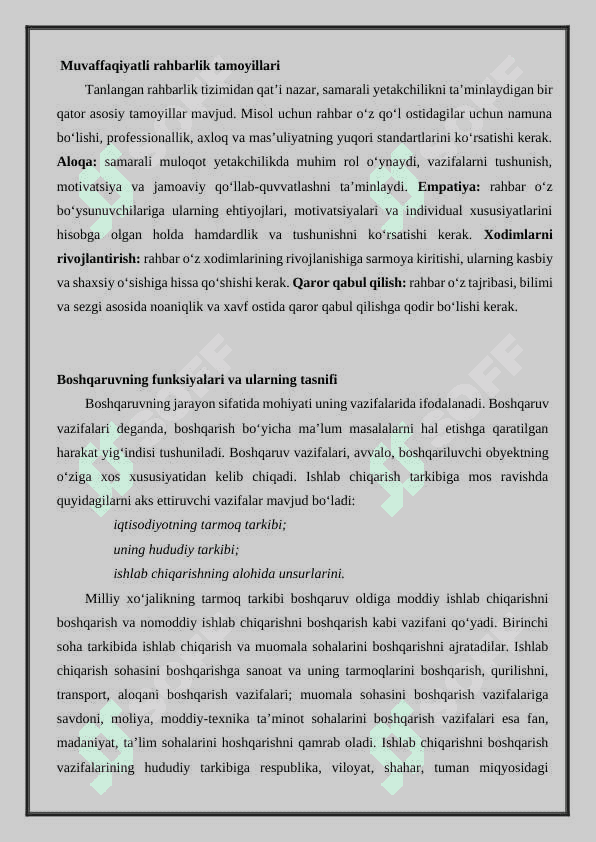 FAOLIYATNI YAXSHILASHGA RAHBARLIK QILISH 2