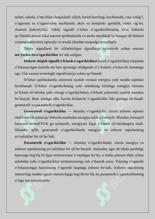 O'LCHOV VOSITALARI VA O'ZGARTKICHLARI. 4