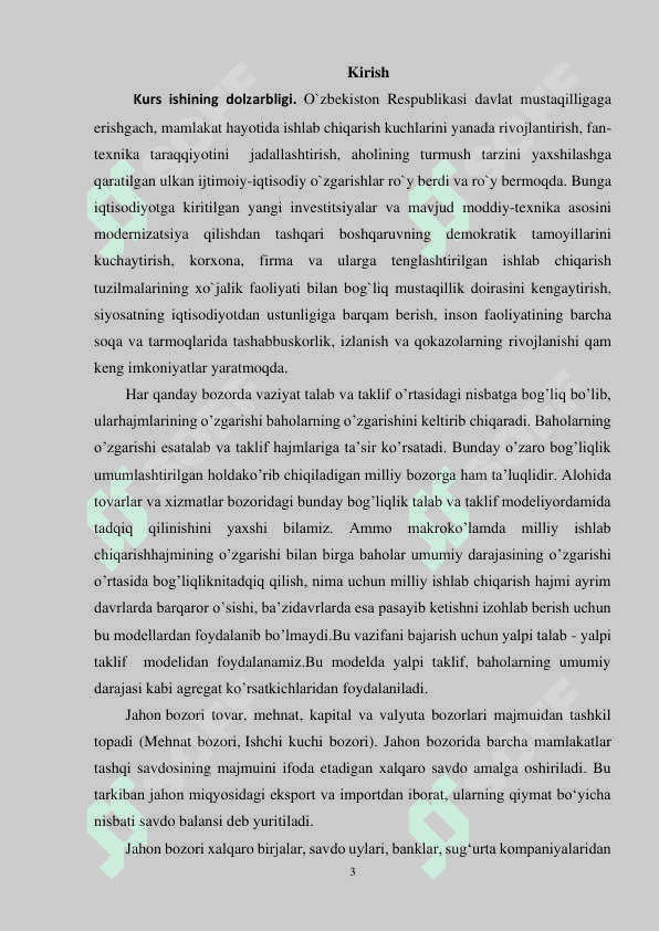 “JAHON BOZORIDA TALAB TAKLIF VA TAQSIMOT” 3