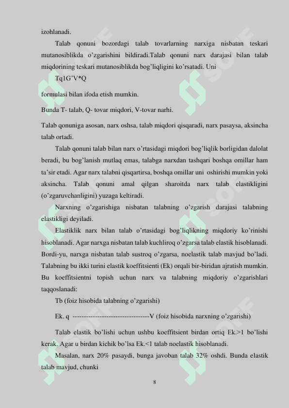 “JAHON BOZORIDA TALAB TAKLIF VA TAQSIMOT” 8