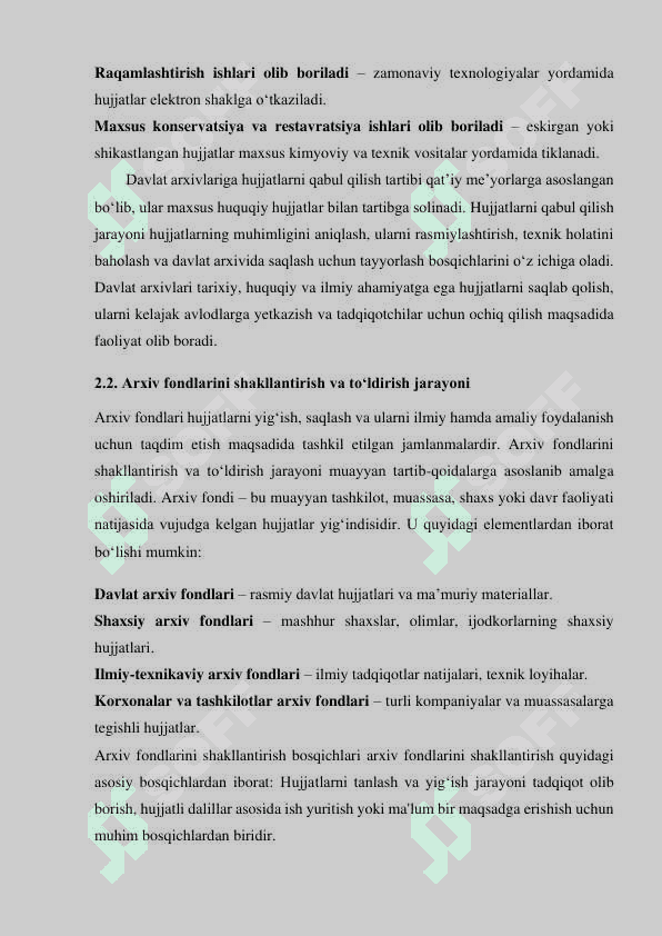 Hujjatlar qiymatini ekspertiza qilishning nazariy asoslari 8
