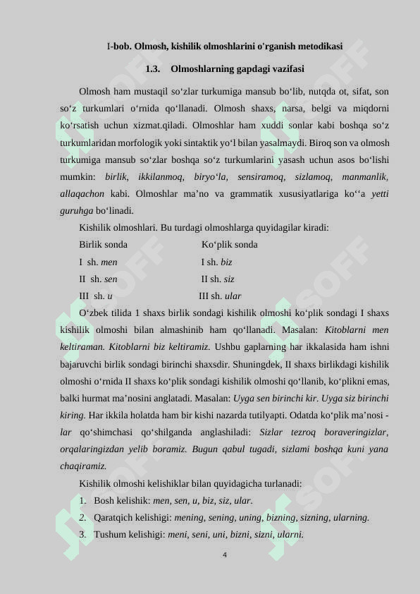 Boshlang`ich sinfda kishilik olmoshlarini o`rganish uslubiyati 4