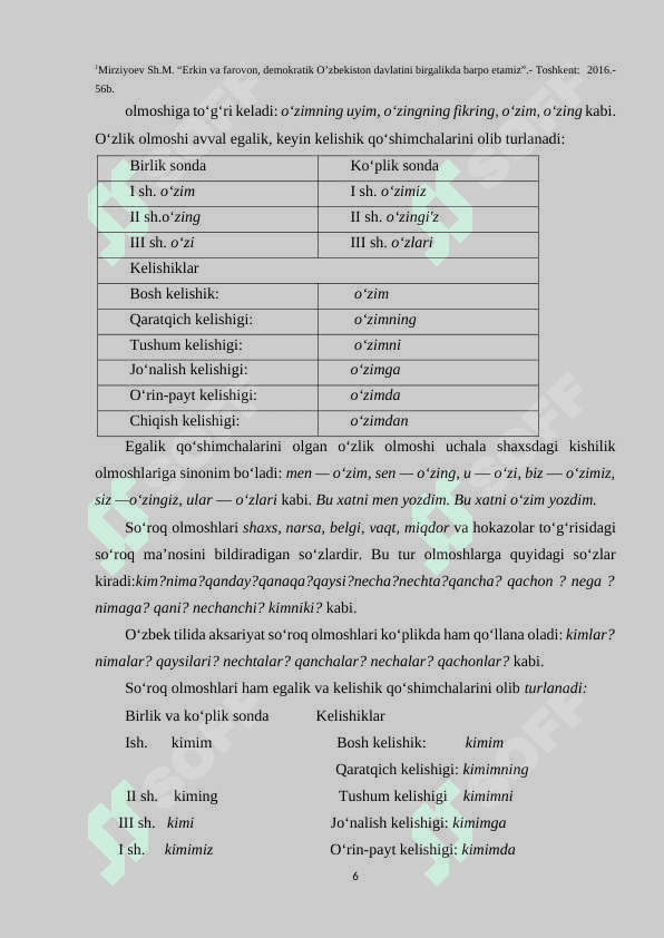 Boshlang`ich sinfda kishilik olmoshlarini o`rganish uslubiyati 6
