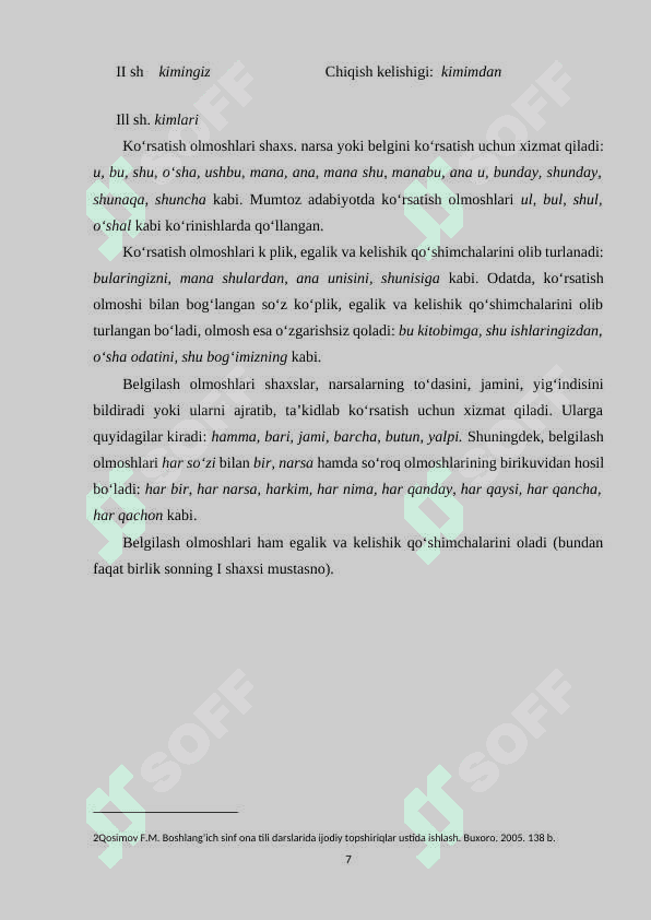 Boshlang`ich sinfda kishilik olmoshlarini o`rganish uslubiyati 7