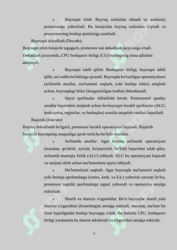 Markaziy protsessorning arxitekturasi va ishlash 5