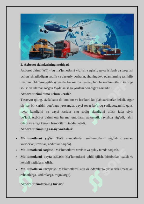 AXBOROT TEXNOLOGIYALARINING LOGISTIKA TIZIMIDAGI O‘RNI 4